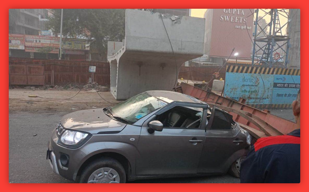 Meerut News: रैपिड एक्स लोहे के खंभे से टकराई चलती कार, कार में बैठा पुलिसकर्मी घायल, बड़ा हादसा टला